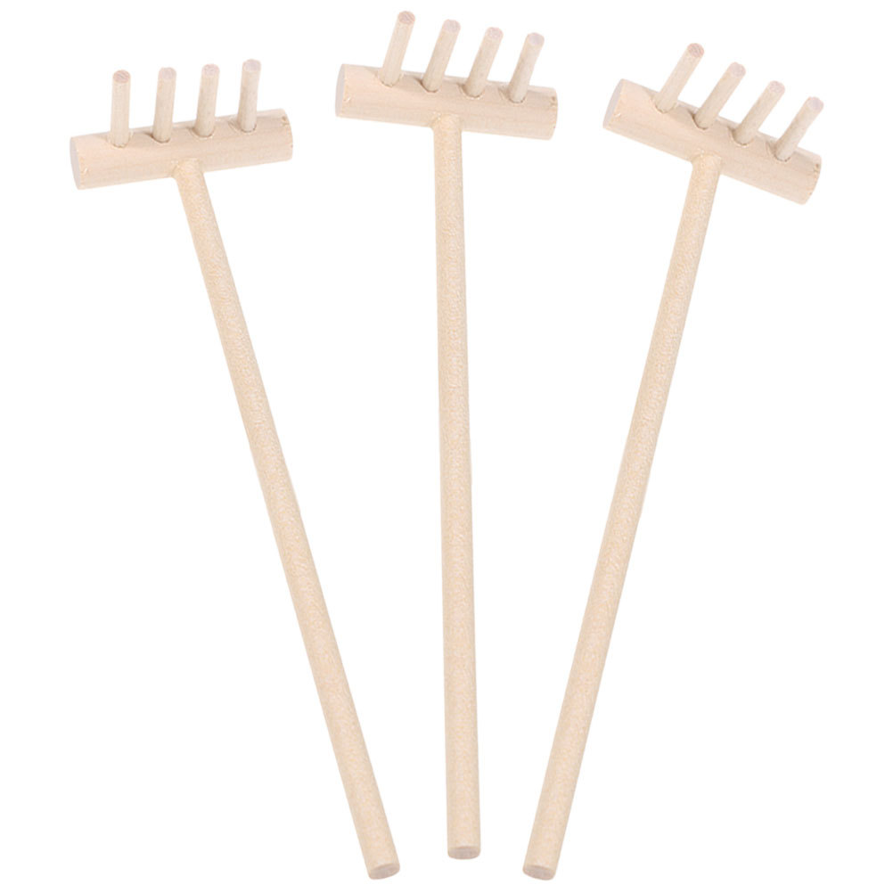 Gardening Tools Gifts - 3pcs Bamboo Mini Rake Set For