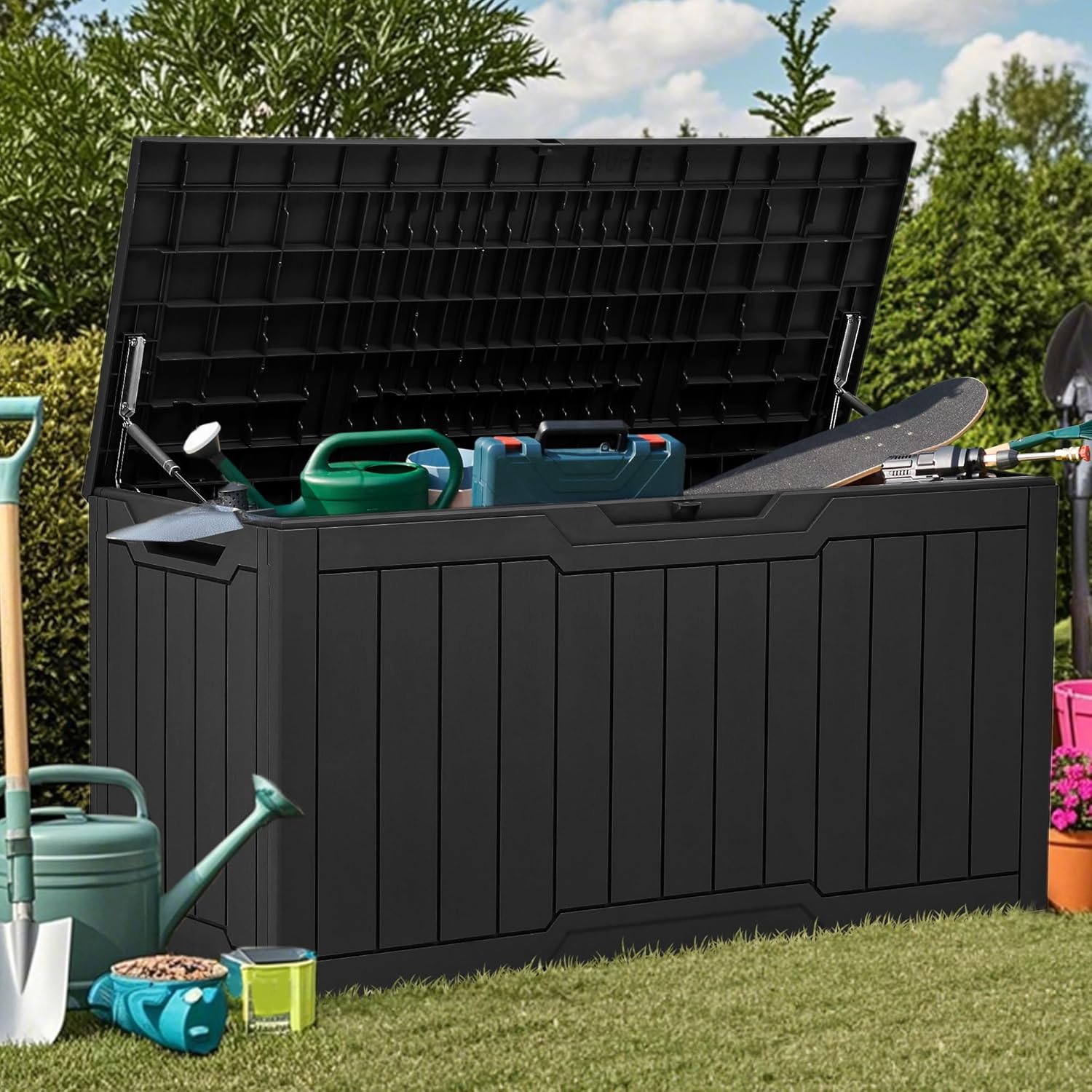 80 Gallon Resin Deck Box with  - Gardening Tools Images recension och pris
