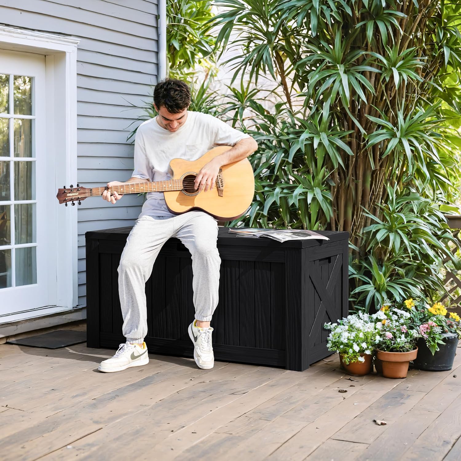 120 Gallon Deck Box with Wood  - Gardening Tools Images recension och pris
