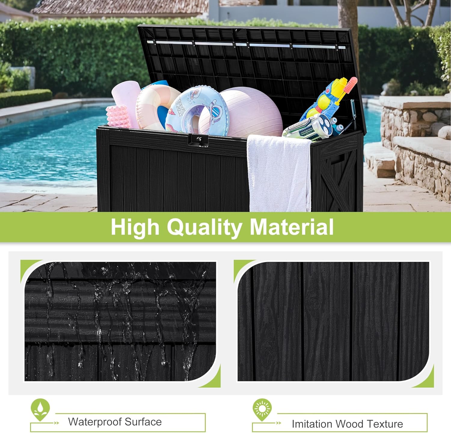 120 Gallon Deck Box with Wood  - Gardening Tools Images recension och pris