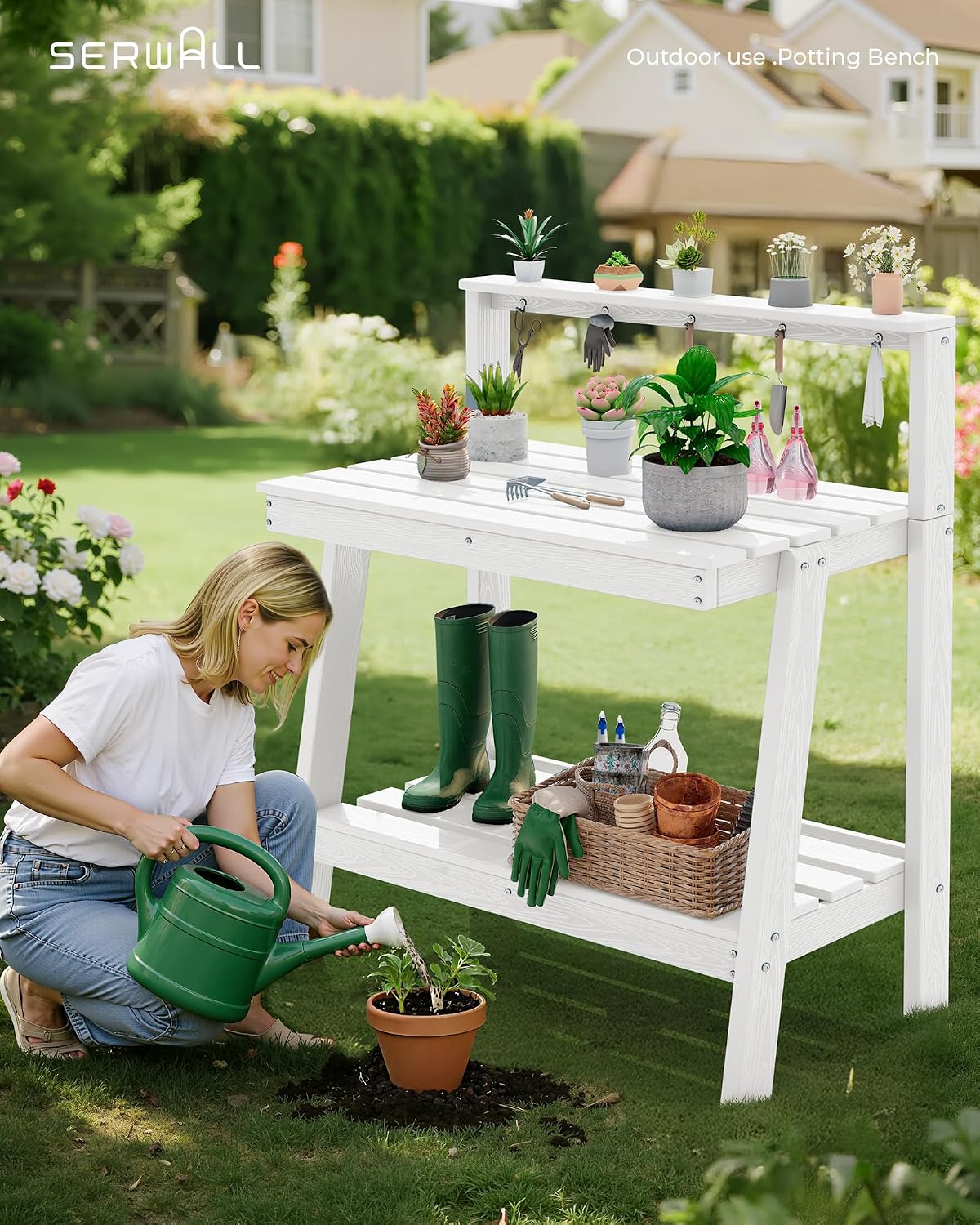 Outdoor Potting Bench with Sto - Gardening Tools Heavy Duty recension och pris